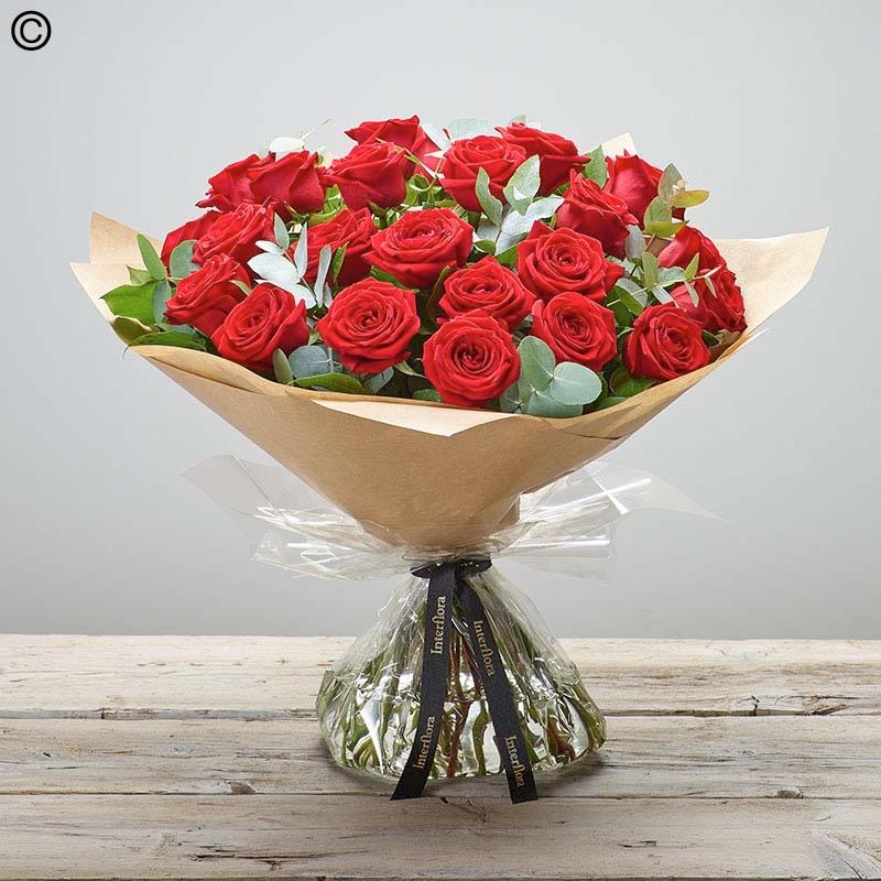 24 Red Rose Hand tied