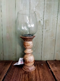 Glass globe candle holder