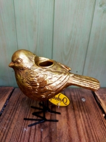 Gold Robin candle holder